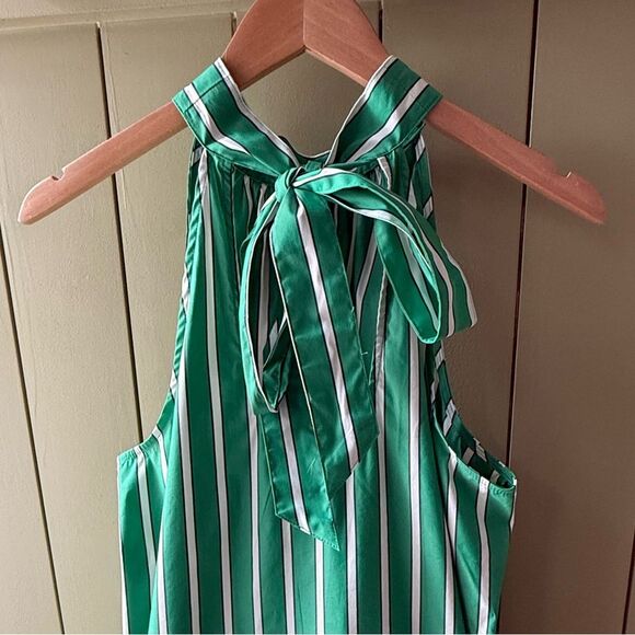 Christian Lacroix Striped High Neck Mini Dress in Green/White - Picture 5 of 8